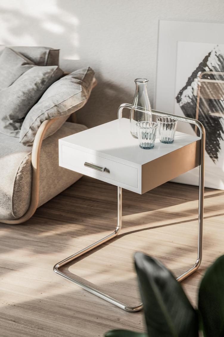 B 117 Beistelltisch mit Schublade von Thonet, Thonet, Werkentwurf , Beistelltisch + Couchtisch, Wohnmöbel