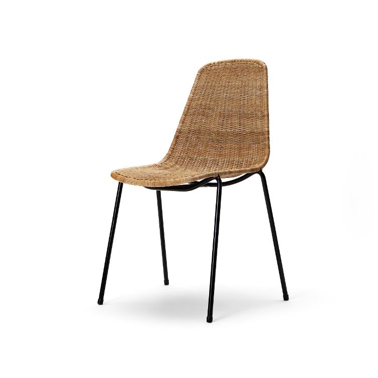 Basket Chair Gian Franco Legler | Indoor Rattanstuhl mit schwarzem Gestell,Feelgood Designs,Gian Franco Legler,Stuhl,Wohnmöbel