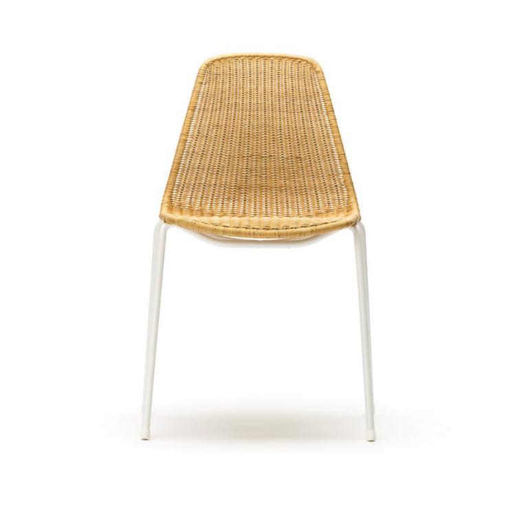 Basket Chair Gian Franco Legler | Indoor Rattanstuhl mit weissem Gestell