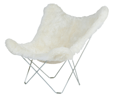 Butterfly Chair Iceland Mariposa von Cuero | Butterfly Sessel Lammfell Indoor, Cuero Design, Antonio Bonet, Juan Kurchan und Jorge Ferrari Hardoy, Sessel, Wohnmöbel