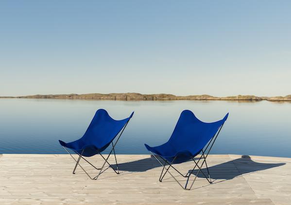 Butterfly Chair Sunshine Mariposa von Cuero | Butterfly Sessel Stoff Outdoor, Cuero Design, Antonio Bonet, Juan Kurchan und Jorge Ferrari Hardoy, Lounge, Gartenmöbel, Sessel, Gartenmöbel