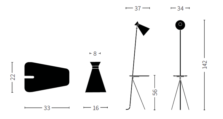 Cone Floor Lamp with Table von Svend Aage Holm-Sørensen, Warm Nordic, Svend Aage Holm-Sørensen, Stehleuchten, Leuchten