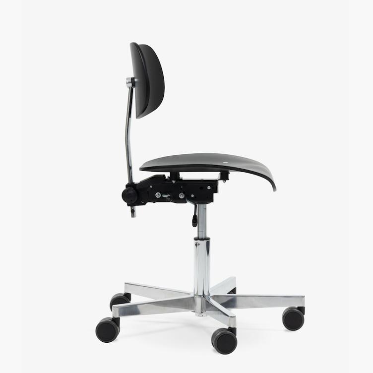 S 197 R20 Drehstuhl von Egon Eiermann | Buche schwarz gebeizt mit Chromstahl-Gestell, Wilde + Spieth, Egon Eiermann, Bürostuhl, Wohnmöbel