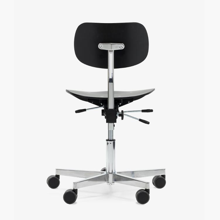 S 197 R20 Drehstuhl von Egon Eiermann | Buche schwarz gebeizt mit Chromstahl-Gestell, Wilde + Spieth, Egon Eiermann, Bürostuhl, Wohnmöbel