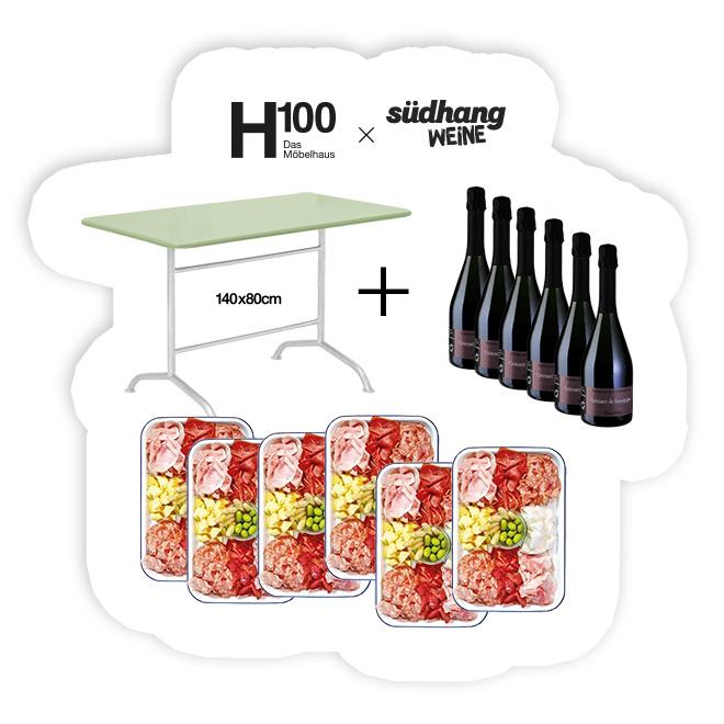 H100 × Südhang Sommerspecial | «Apéro Riche mit Crémant und s Znacht isch gässe!», Bogen33 & Partner, Werkentwurf , H100 x Südhang Sommerspecial, Gartenmöbel