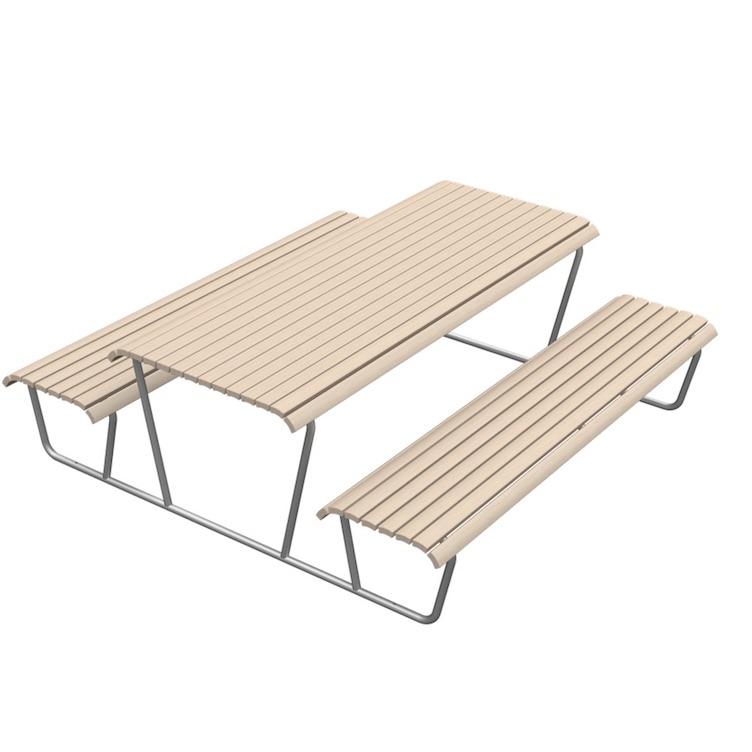 BURRI Landi Bank-Tisch-Bank Kombination, BURRI public elements, Werkentwurf , Tisch, Gartenmöbel, Sitzbank, Gartenmöbel