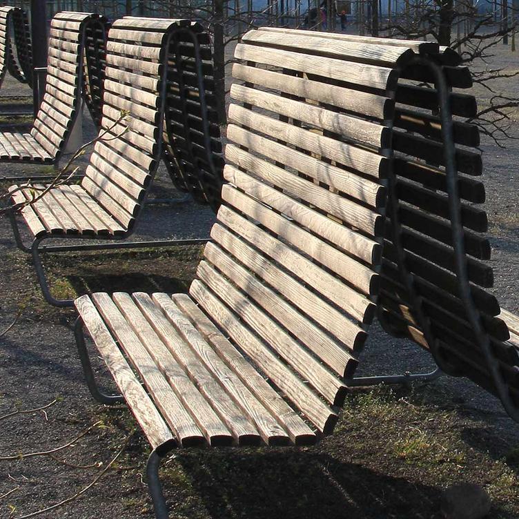BURRI Landi Doppelsitzbank | hohe Rückenlehne, BURRI public elements, Werkentwurf , Sitzbank, Gartenmöbel