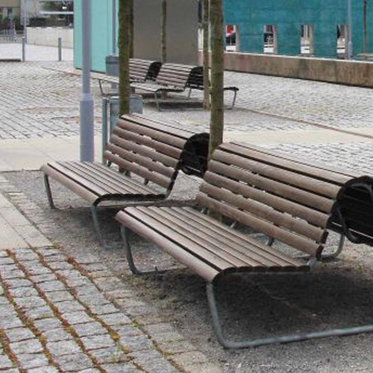 BURRI Landi Doppelsitzbank | tiefe Rückenlehne, BURRI public elements, Werkentwurf , Sitzbank, Gartenmöbel