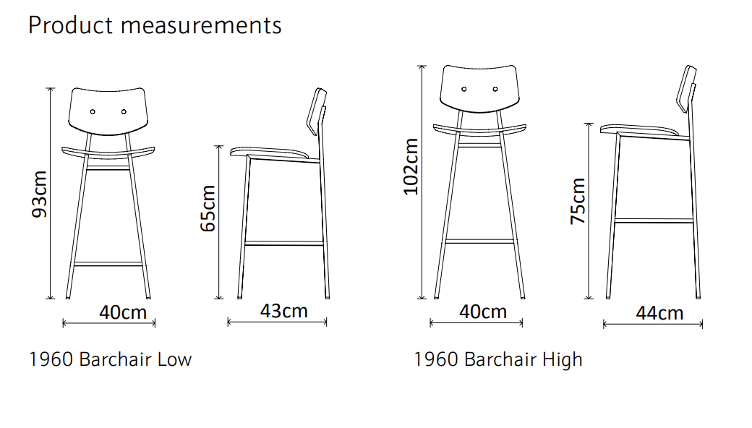 Rex Kralj Barstuhl 1960 | Höhe 65 und 75 cm , Rex Kralj, Werkentwurf , Stuhl, Wohnmöbel