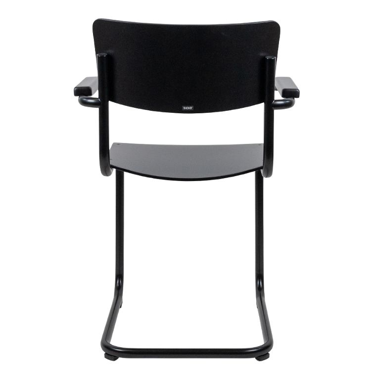 Freischwingerstuhl S 43 von Mart Stam für Thonet | Rahmen schwarz mit Armlehnen, Thonet, Mart Stam, Stuhl, Wohnmöbel