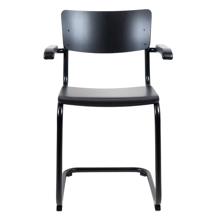 Freischwingerstuhl S 43 von Mart Stam für Thonet | Rahmen schwarz mit Armlehnen, Thonet, Mart Stam, Stuhl, Wohnmöbel