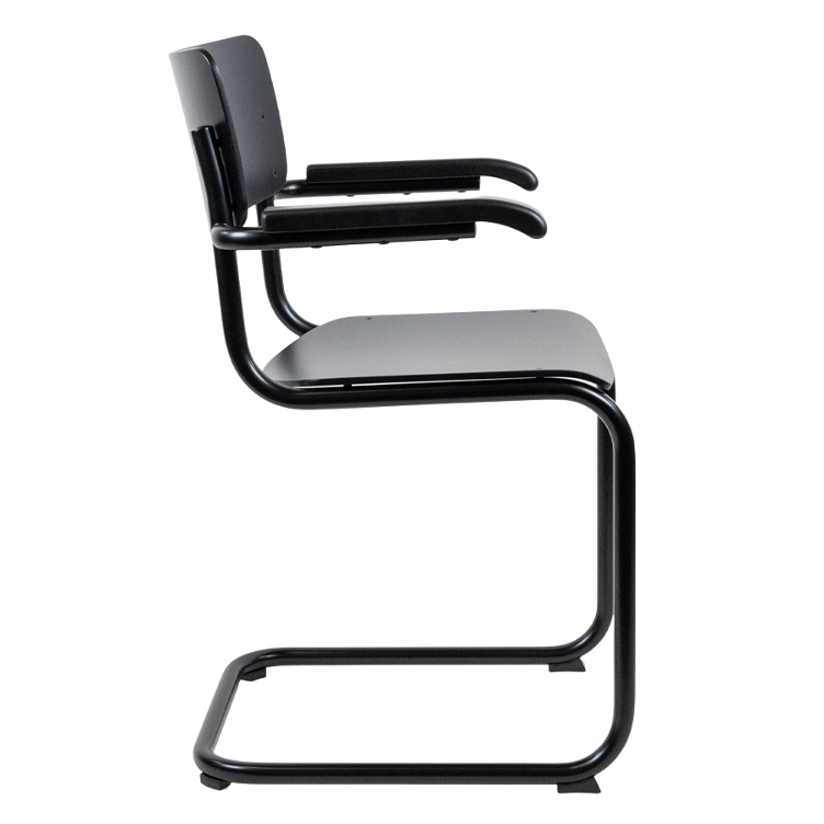 Freischwingerstuhl S 43 von Mart Stam für Thonet | Rahmen schwarz mit Armlehnen, Thonet, Mart Stam, Stuhl, Wohnmöbel