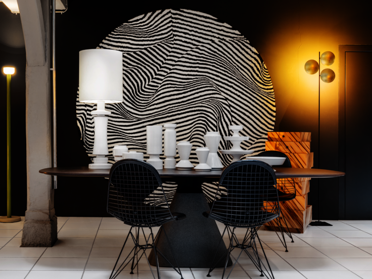 Stripes Round und Square Teppich von Trix & Robert Haussmann, Ruckstuhl, Trix & Robert Haussmann, Teppich, Wohnmöbel