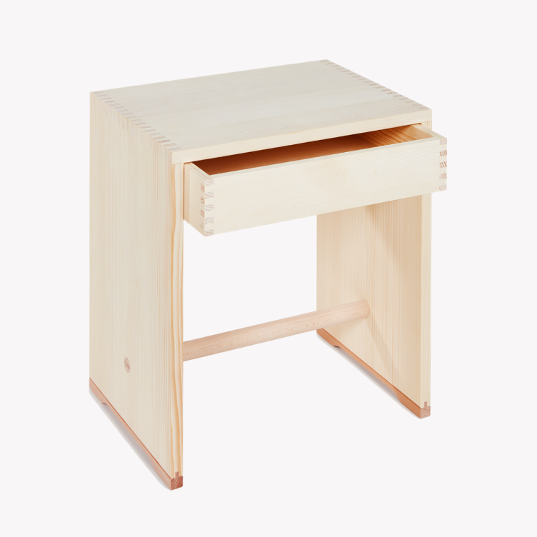 Max Bill Ulmer Hocker | mit Schublade, wb form, Max Bill, Hocker, Wohnmöbel, Beistelltisch + Couchtisch, Wohnmöbel